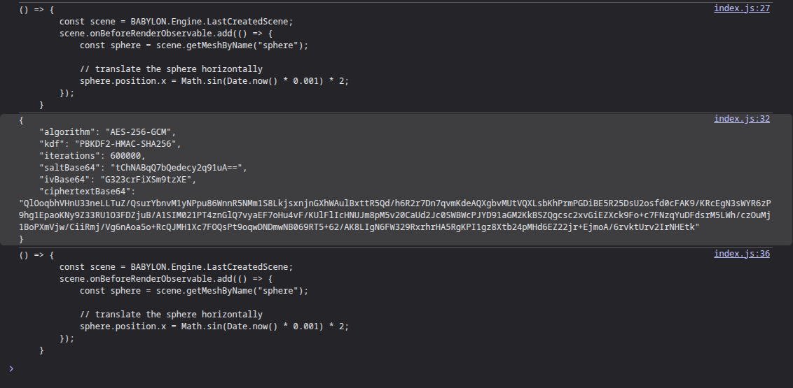 Output of the encryption round trip