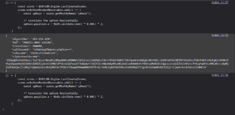 Output of the encryption round trip