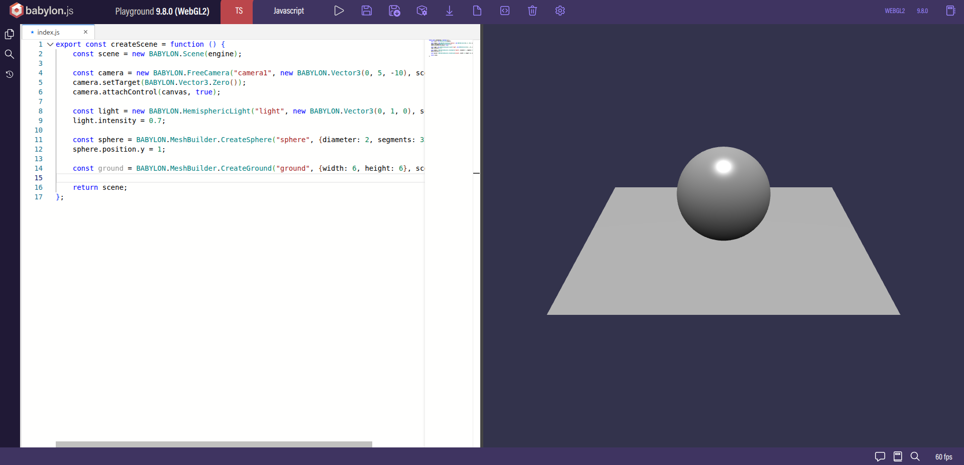 Basic BabylonJS playground
