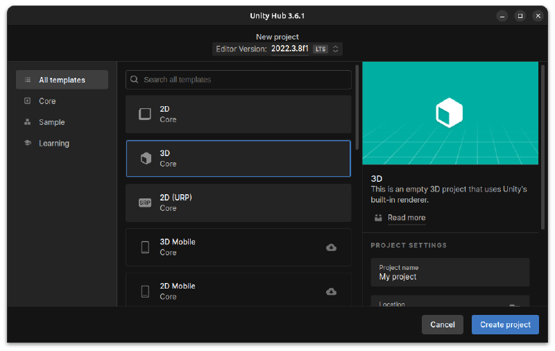 Create new project