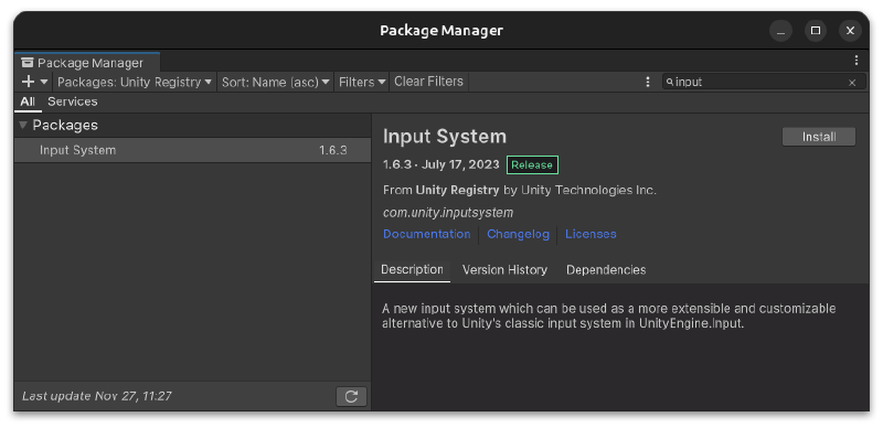 Install the input system